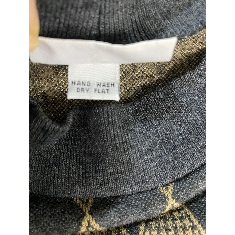 VTG 90s Alfred Dunner XL Knit Sweater Black Tan Argyle Diamond Pattern USA Made - Picture 9 of 12